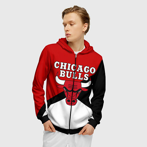 Мужская толстовка на молнии CHICAGO BULLS / 3D-Черный – фото 3