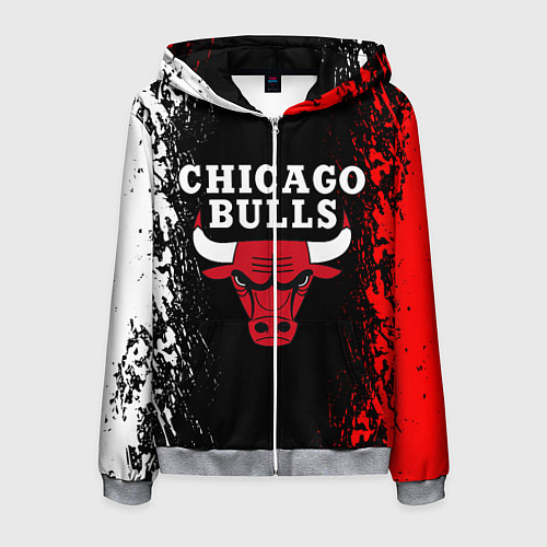 Мужская толстовка на молнии CHICAGO BULLS / 3D-Меланж – фото 1