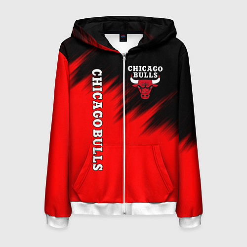 Мужская толстовка на молнии CHICAGO BULLS / 3D-Белый – фото 1