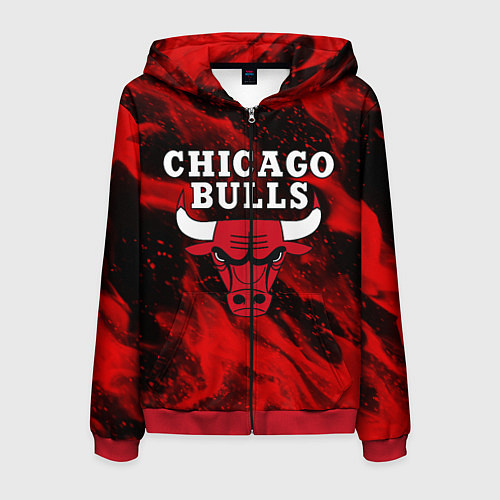 Мужская толстовка на молнии CHICAGO BULLS / 3D-Красный – фото 1