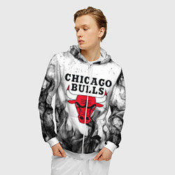 Толстовка 3D на молнии мужская CHICAGO BULLS, цвет: 3D-белый — фото 2