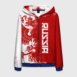 Толстовка 3D на молнии мужская Russia, цвет: 3D-синий