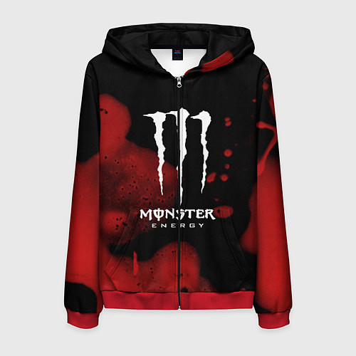 Мужская толстовка на молнии MONSTER ENERGY / 3D-Красный – фото 1