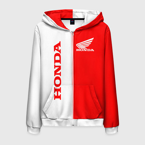 Мужская толстовка на молнии HONDA / 3D-Белый – фото 1