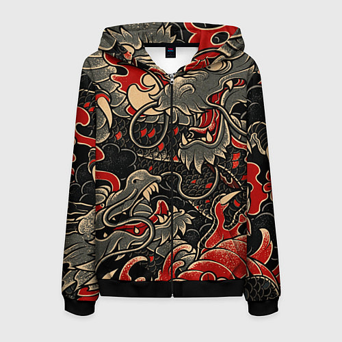 Мужская толстовка на молнии Dsquared tatoo DRAGON / 3D-Черный – фото 1