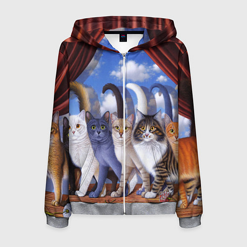 Мужская толстовка на молнии Коты / 3D-Меланж – фото 1