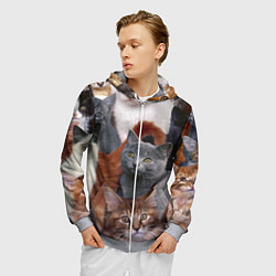 Толстовка 3D на молнии мужская КОТЯТКИ, цвет: 3D-меланж — фото 2