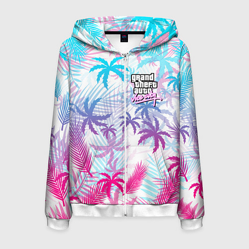 Мужская толстовка на молнии GTA VICE CITY / 3D-Белый – фото 1
