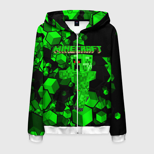 Мужская толстовка на молнии Minecraft / 3D-Белый – фото 1