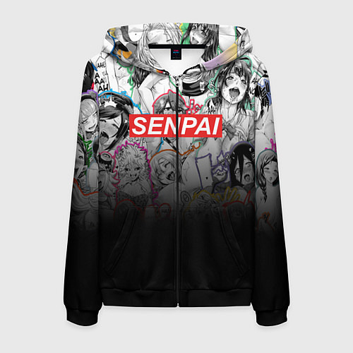 Мужская толстовка на молнии SENPAI / 3D-Черный – фото 1