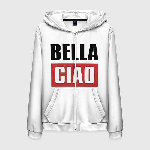 Мужская толстовка на молнии Bella Ciao / 3D-Белый – фото 1