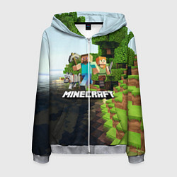 Толстовка 3D на молнии мужская Minecraft, цвет: 3D-меланж