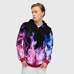Толстовка 3D на молнии мужская НЕОНОВЫЙ ОГОНЬ, цвет: 3D-красный — фото 2