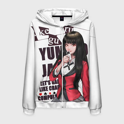 Мужская толстовка на молнии Kakegurui / 3D-Белый – фото 1