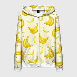 Толстовка 3D на молнии мужская Банана, цвет: 3D-белый