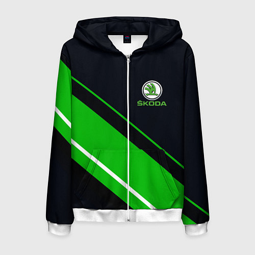 Мужская толстовка на молнии SKODA / 3D-Белый – фото 1