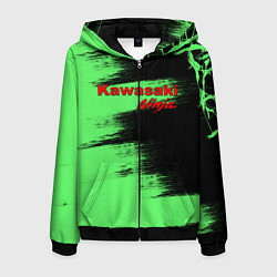 Толстовка 3D на молнии мужская Kawasaki, цвет: 3D-черный