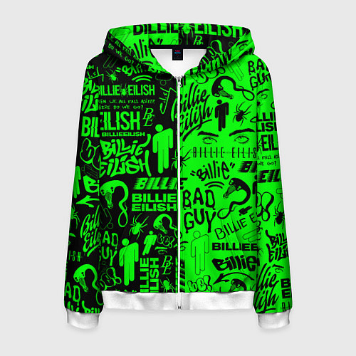 Мужская толстовка на молнии BILLIE EILISH БИЛЛИ АЙЛИШ / 3D-Белый – фото 1