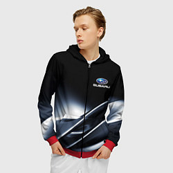 Толстовка 3D на молнии мужская SUBARU, цвет: 3D-красный — фото 2