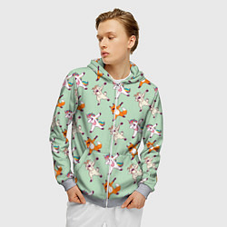 Толстовка 3D на молнии мужская Dabbing Animals, цвет: 3D-меланж — фото 2