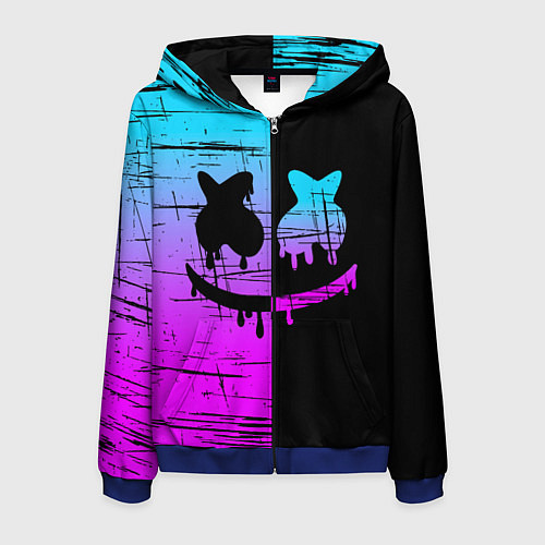 Мужская толстовка на молнии FORTNITE MARSHMELLO / 3D-Синий – фото 1