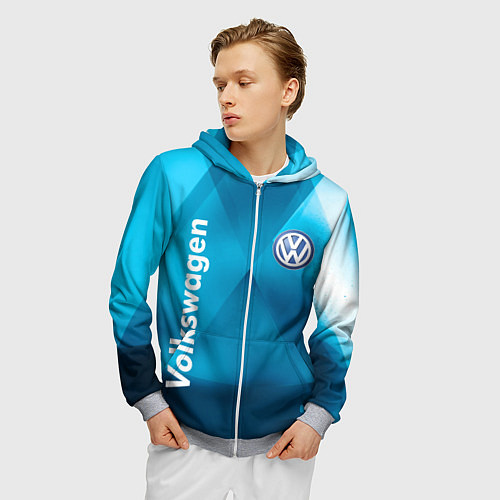 Мужская толстовка на молнии VOLKSWAGEN / 3D-Меланж – фото 3