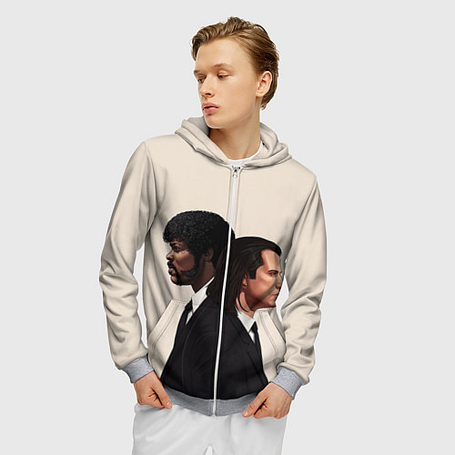 Мужская толстовка на молнии Криминальное чтиво / 3D-Меланж – фото 3
