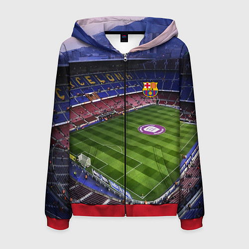 Мужская толстовка на молнии FC BARCELONA / 3D-Красный – фото 1