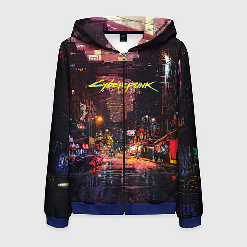 Мужская толстовка на молнии CYBERPUNK 2077:КИБЕРПАНК S / 3D-Синий – фото 1