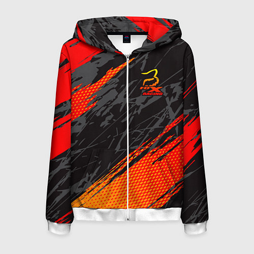 Мужская толстовка на молнии Форма для мотокросса FOX / 3D-Белый – фото 1
