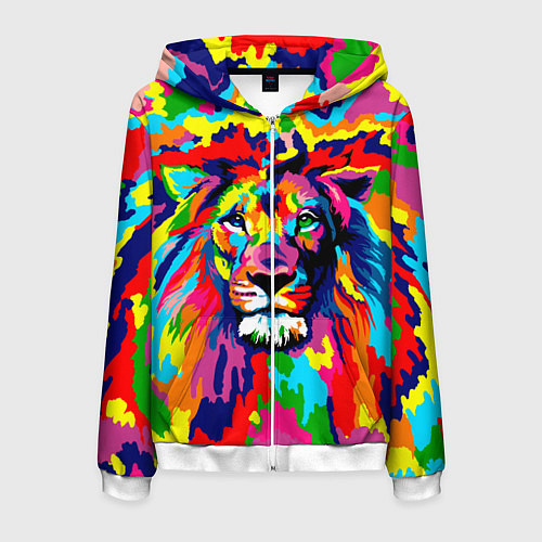 Мужская толстовка на молнии Лев Artistic Art / 3D-Белый – фото 1