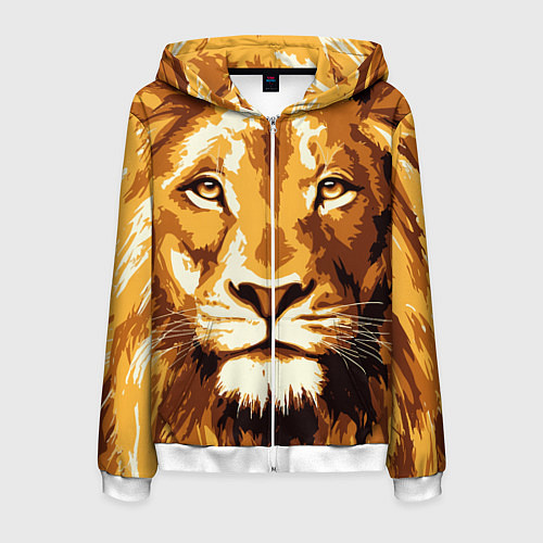 Мужская толстовка на молнии Взгляд льва / 3D-Белый – фото 1
