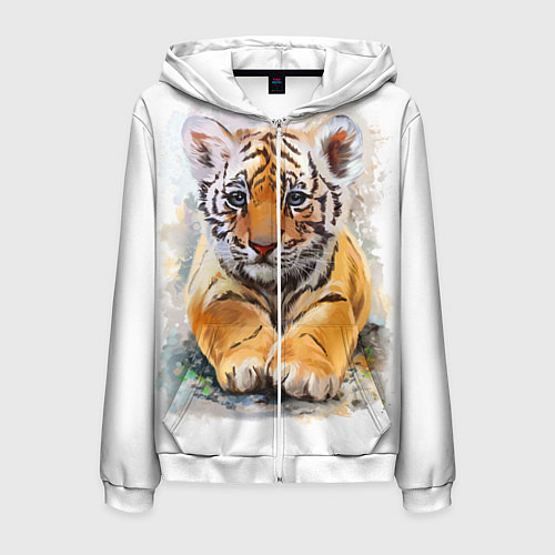 Мужская толстовка на молнии Tiger Art / 3D-Белый – фото 1