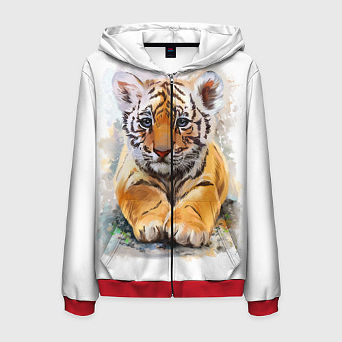 Мужская толстовка на молнии Tiger Art / 3D-Красный – фото 1