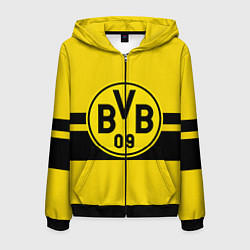 Толстовка 3D на молнии мужская BORUSSIA DORTMUND, цвет: 3D-черный