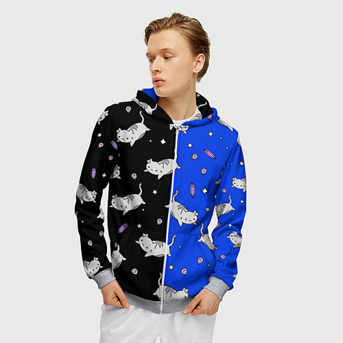Мужская толстовка на молнии КИСЫ / 3D-Меланж – фото 3