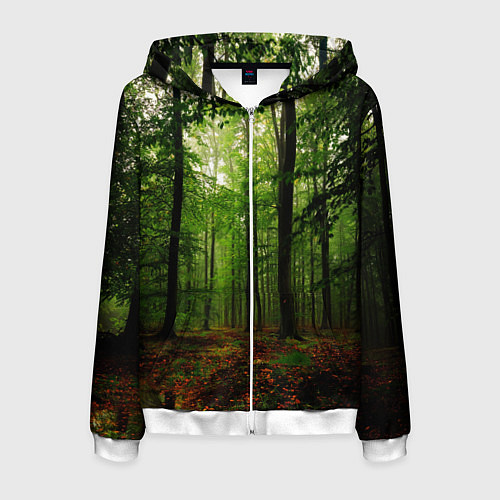 Мужская толстовка на молнии Лес / 3D-Белый – фото 1