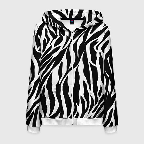 Мужская толстовка на молнии Зебра / 3D-Белый – фото 1