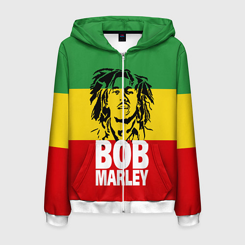 Мужская толстовка на молнии Bob Marley / 3D-Белый – фото 1