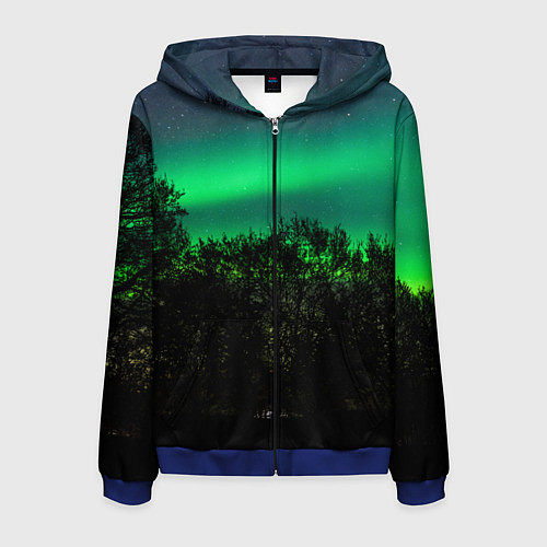 Мужская толстовка на молнии Северное сияние / 3D-Синий – фото 1