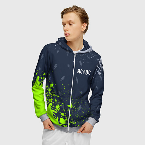 Мужская толстовка на молнии AC DС / 3D-Меланж – фото 3