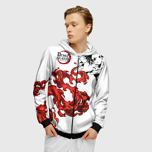 Мужская толстовка на молнии Клинок, рассекающий демонов / 3D-Черный – фото 3