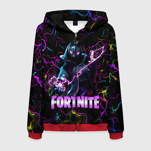 Мужская толстовка на молнии Fortnite Молнии / 3D-Красный – фото 1