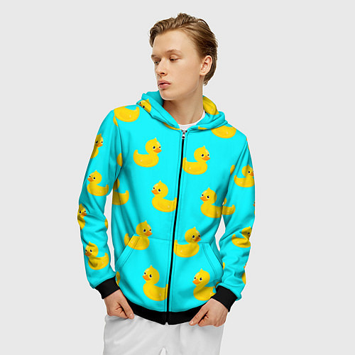 Мужская толстовка на молнии Уточки / 3D-Черный – фото 3