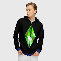 Толстовка 3D на молнии мужская The Sims Plumbob, цвет: 3D-синий — фото 2