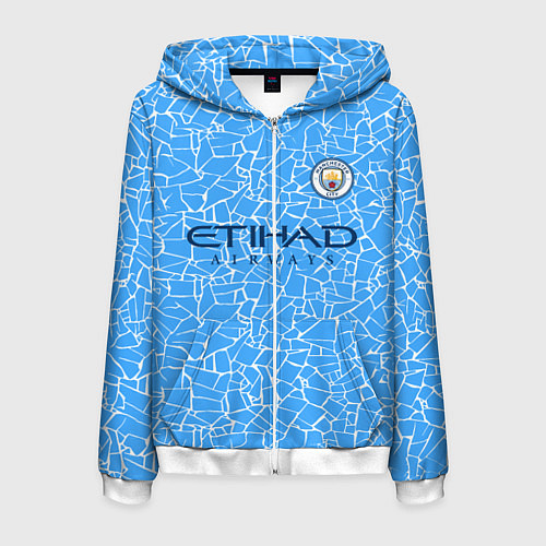 Мужская толстовка на молнии Manchester City 2021 Home Kit / 3D-Белый – фото 1