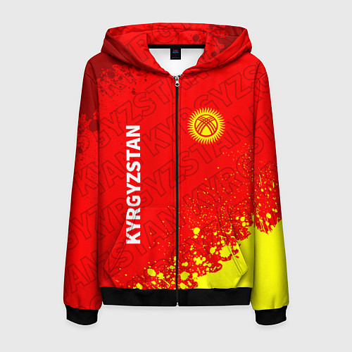 Мужская толстовка на молнии КИРГИЗИЯ / 3D-Черный – фото 1