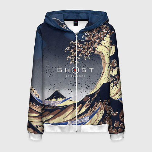 Мужская толстовка на молнии Ghost of Tsushima / 3D-Белый – фото 1
