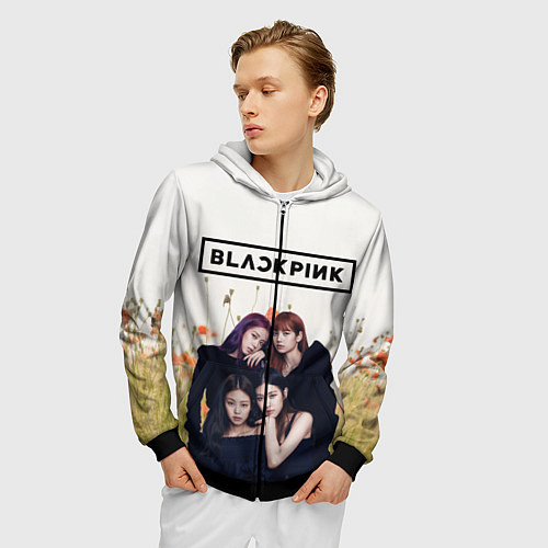Мужская толстовка на молнии BlackPink / 3D-Черный – фото 3