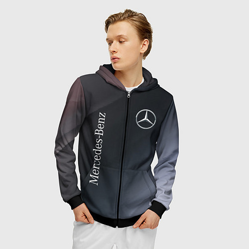 Мужская толстовка на молнии MERCEDES МЕРСЕДЕС / 3D-Черный – фото 3